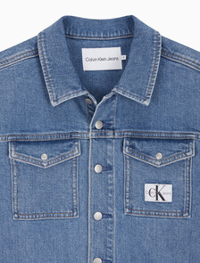 Buy 여성 미드블루 데님 숏 오버롤 in color MID BLUE BACK EMBRO