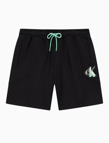 Buy 남성 시즈널 트리플 모노그램 스웨트 쇼츠 in color CK BLACK
