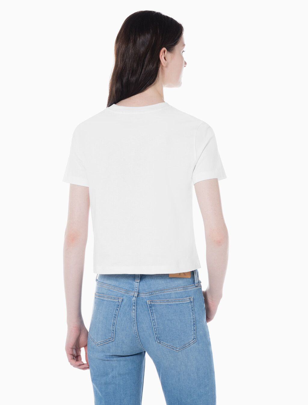 Buy 여성 모노그램 로고 모던 스트레이트핏 반팔 티셔츠 in color BRIGHT WHITE
