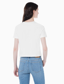 Buy 여성 모노그램 로고 모던 스트레이트핏 반팔 티셔츠 in color BRIGHT WHITE