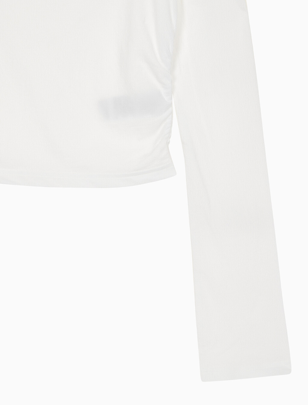 Buy 여성 텍스쳐 게더 베이비 롱슬리브 티 in color BRIGHT WHITE