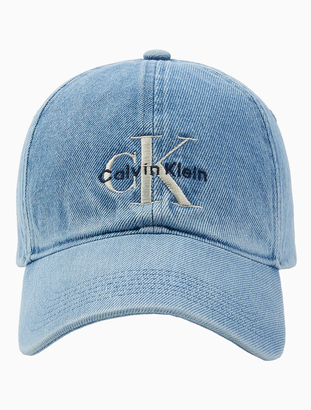Buy 남녀공용 CKJ 모노그램 데님 베이스볼 캡 in color BLUE