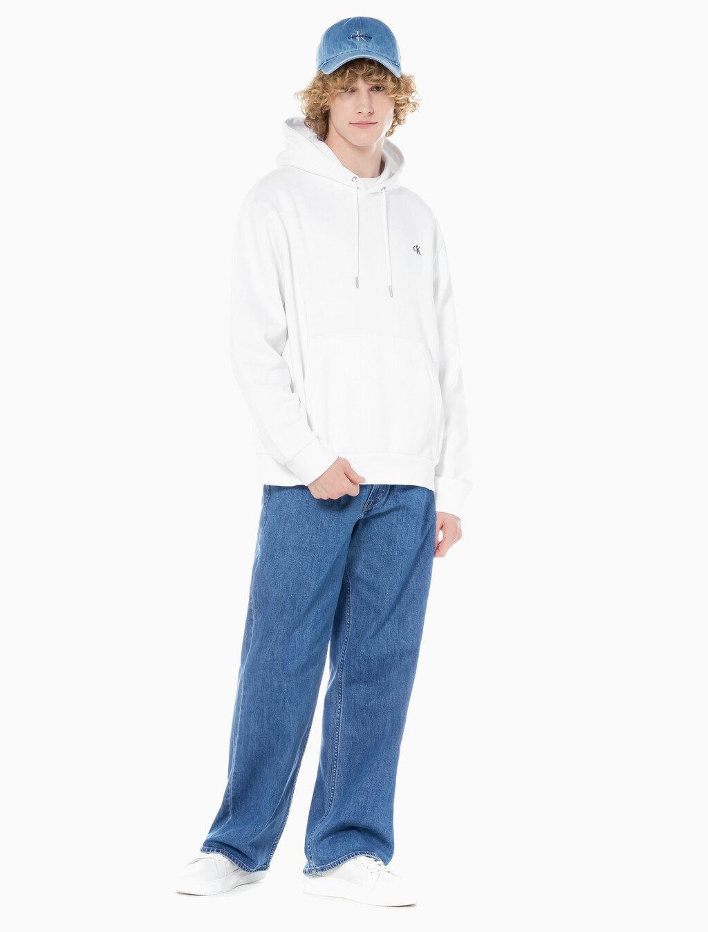 Buy 남성 90's 루즈핏 미드블루 데님 in color MID BLUE BACK EMBRO