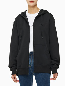 Buy 남성 릴렉스핏 CK 뱃지 로고 집업 후디 in color CK BLACK