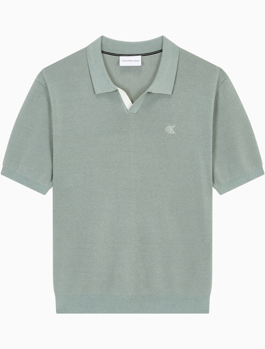 Buy 남성 CK 로고 폴로 반팔 스웨터 in color KHAKI GREY