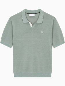 Buy 남성 CK 로고 폴로 반팔 스웨터 in color KHAKI GREY