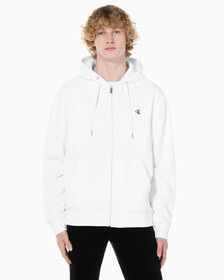 Buy 남성 아카이브 로고 플리스 집업 후디 in color BRILLIANT WHITE