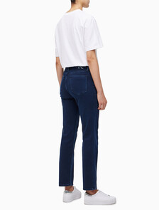 Buy 여성 하이라이즈 슬림 스트레이트핏 기모 블루블랙 데님 in color BLUE BLACK HANGER LOOP