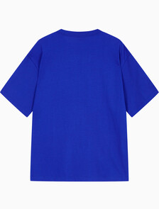 Buy 남성 릴렉스 핏 블락 그래픽 자수 반팔 티셔츠 in color blue