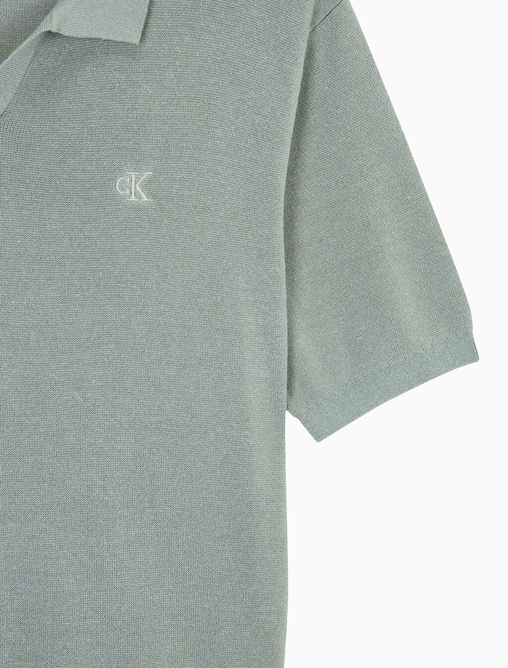 Buy 남성 CK 로고 폴로 반팔 스웨터 in color KHAKI GREY