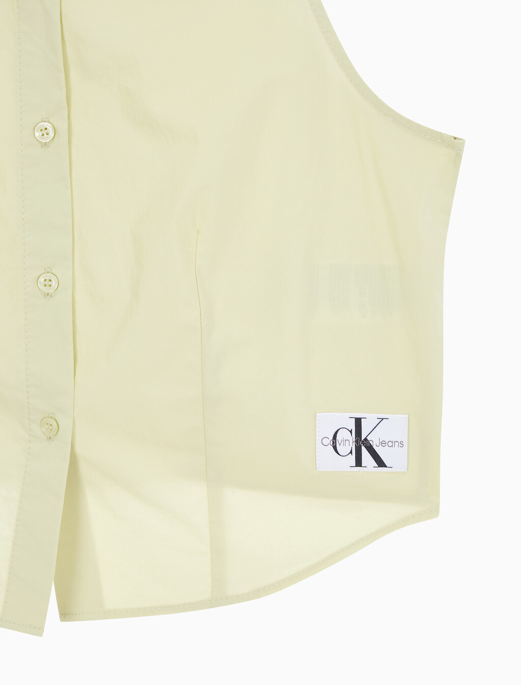 Buy 여성 우븐 라벨 슬리브리스 셔츠 in color GREEN