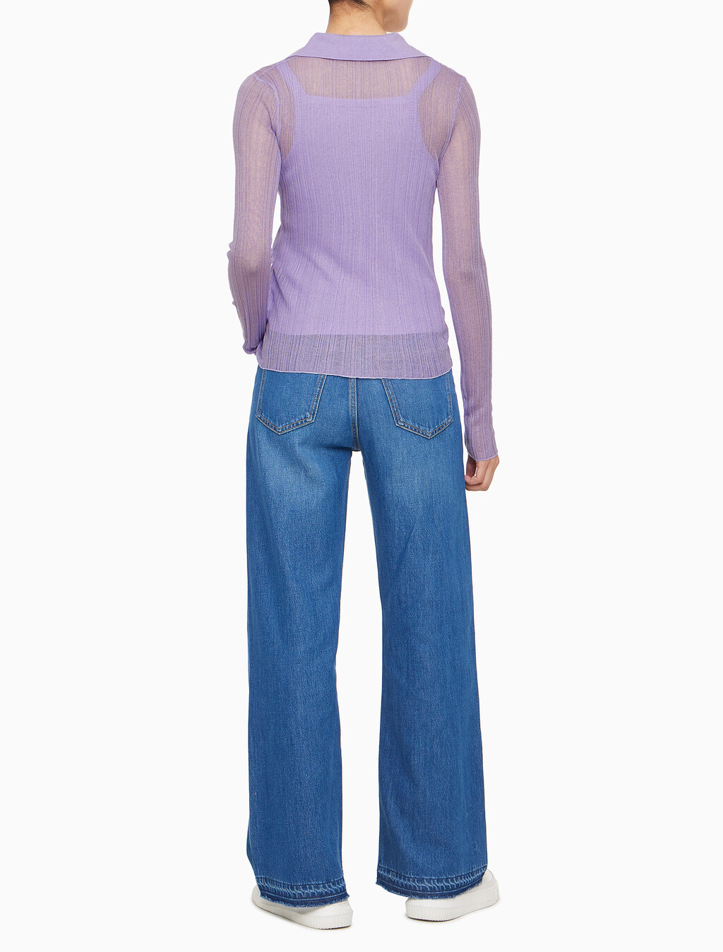 Buy 여성 2 IN 1 폴로 가디건 in color LILAC