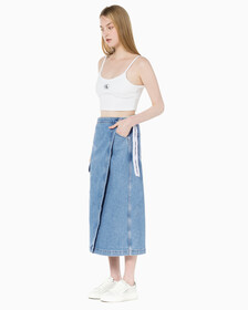 Buy 여성 맥시 데님 랩 스커트 in color 028A CHALKY BLU