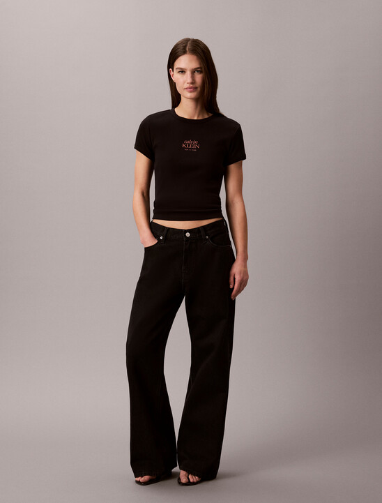 여성 베이비 립 로고 티