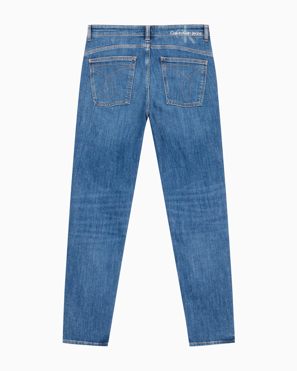 Buy 남성 바디 테이퍼핏 기모 미드블루 데님 in color MID BLUE BACK EMBRO
