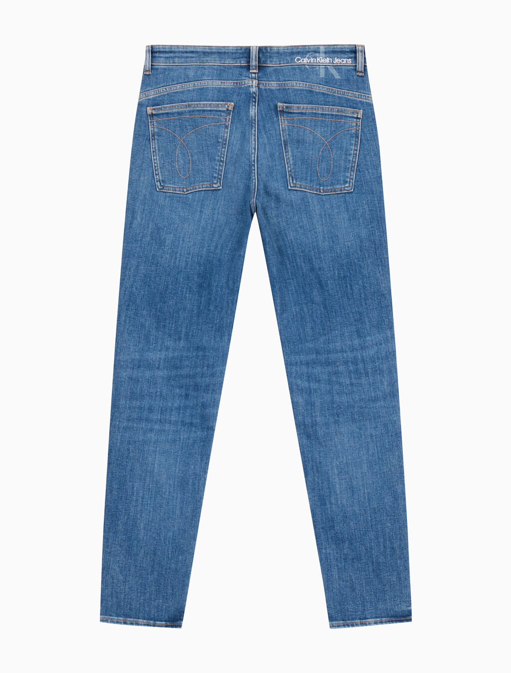 Buy 남성 바디 테이퍼핏 기모 미드블루 데님 in color MID BLUE BACK EMBRO