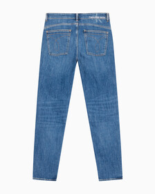Buy 남성 바디 테이퍼핏 기모 미드블루 데님 in color MID BLUE BACK EMBRO