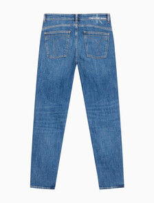 Buy 남성 바디 테이퍼핏 기모 미드블루 데님 in color MID BLUE BACK EMBRO