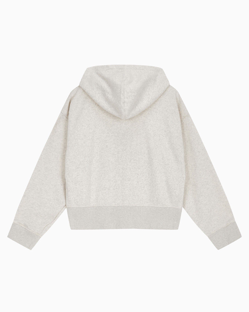 Buy 여성 릴렉스핏 CK 스몰 로고 크롭 기모 후드 집업 in color VANILLA HEATHER