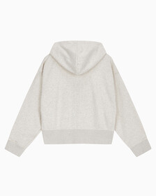Buy 여성 릴렉스핏 CK 스몰 로고 크롭 기모 후드 집업 in color VANILLA HEATHER