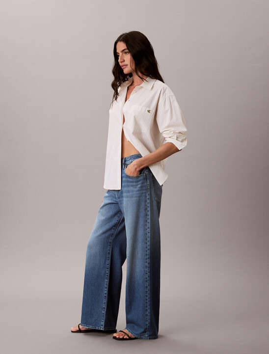 여성 와이드레그 리넨 데님