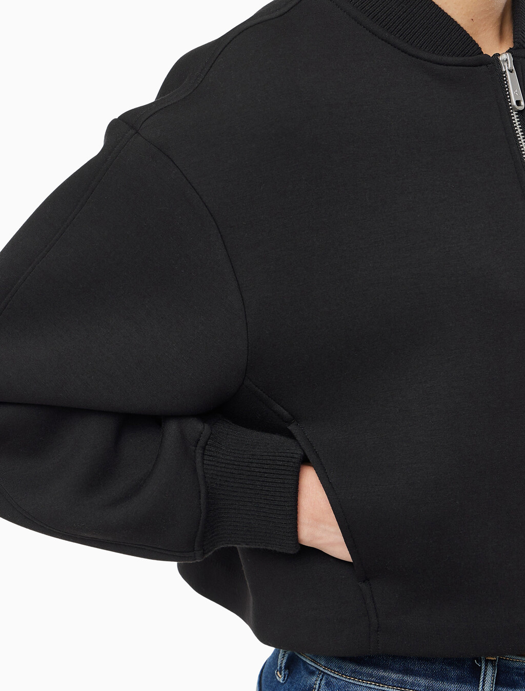 Buy 여성 오버사이즈 스쿠바 집 보머 자켓 in color BLACK