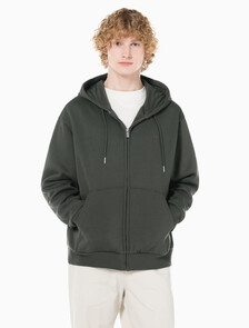 Buy 남성 아카이브 로고 플리스 후드 집업 in color CHARCOAL