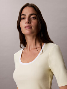 Buy 여성 베이비립 스쿱 컷아웃 탑 in color Light Yellow