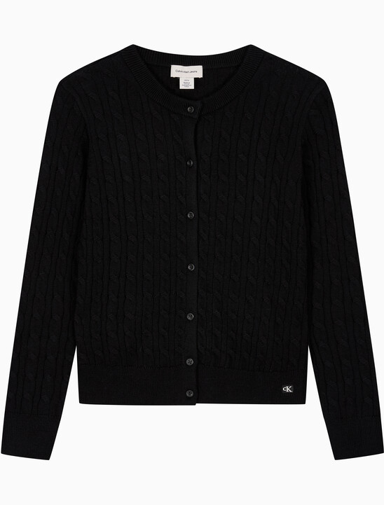 여성 울 케이블 크루넥 가디건