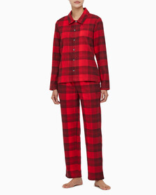 Buy 여성 플란넬 파자마 롱슬리브 탑 in color RED BLACK FLANNEL