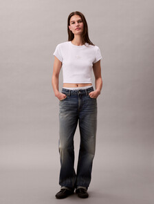 Buy 여성 베이비립 모노로고 티 in color BRILLIANT WHITE