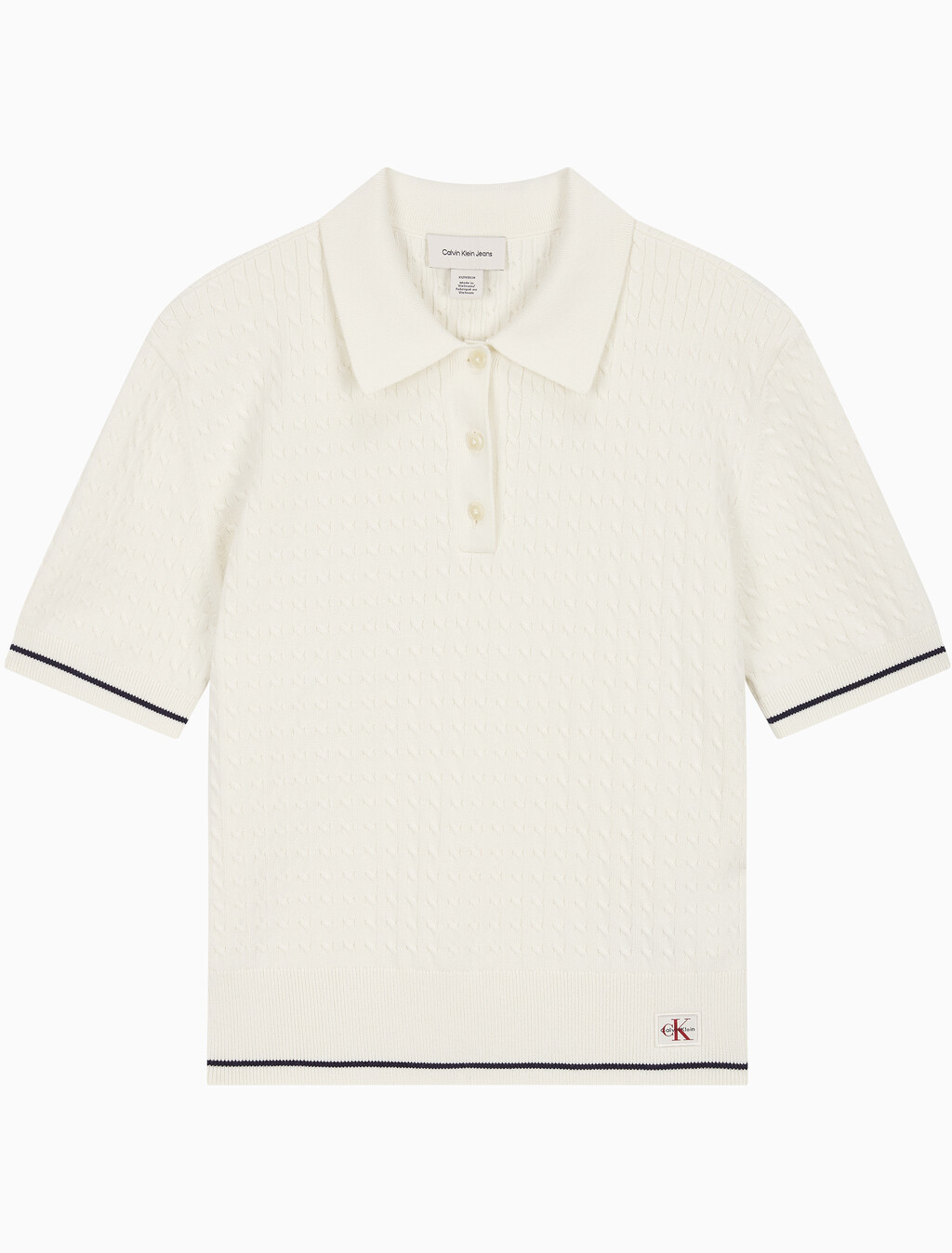 Buy 여성 우븐라벨 크롭드 케이블 스웨터 in color TOFU