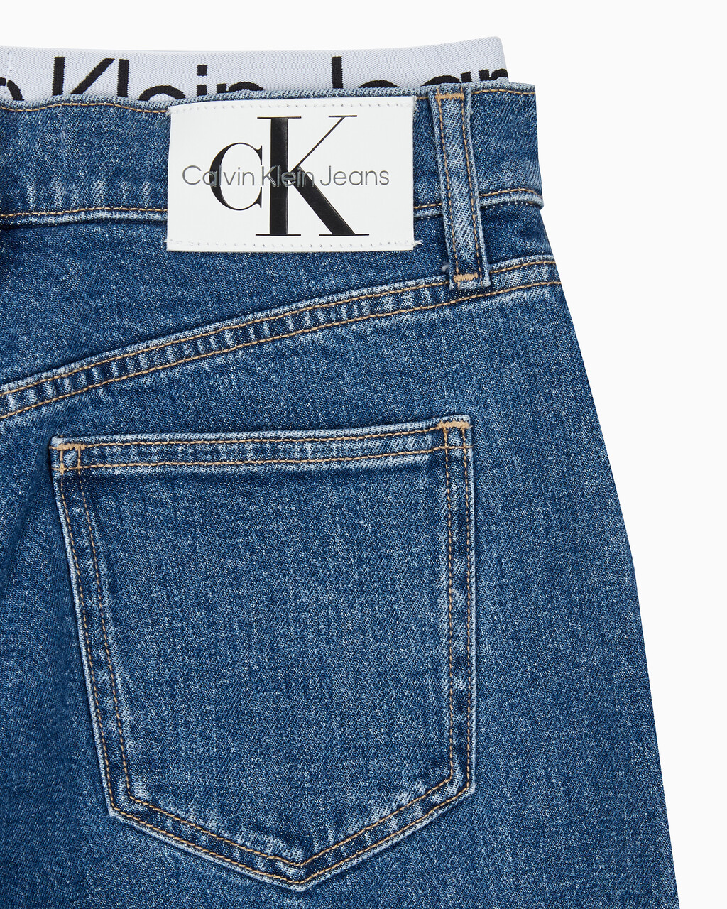 Buy 여성 로우라이즈 루즈핏 미드블루 데님 in color MID BLUE BACK EMBRO