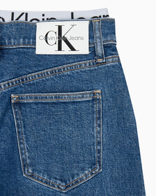 Buy 여성 로우라이즈 루즈핏 미드블루 데님 in color MID BLUE BACK EMBRO
