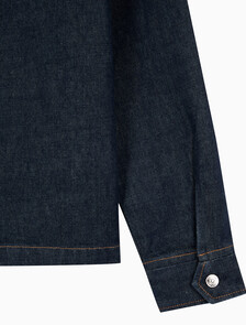 Buy 남성 린스 데님 집업 후디 자켓 in color Dark Blue
