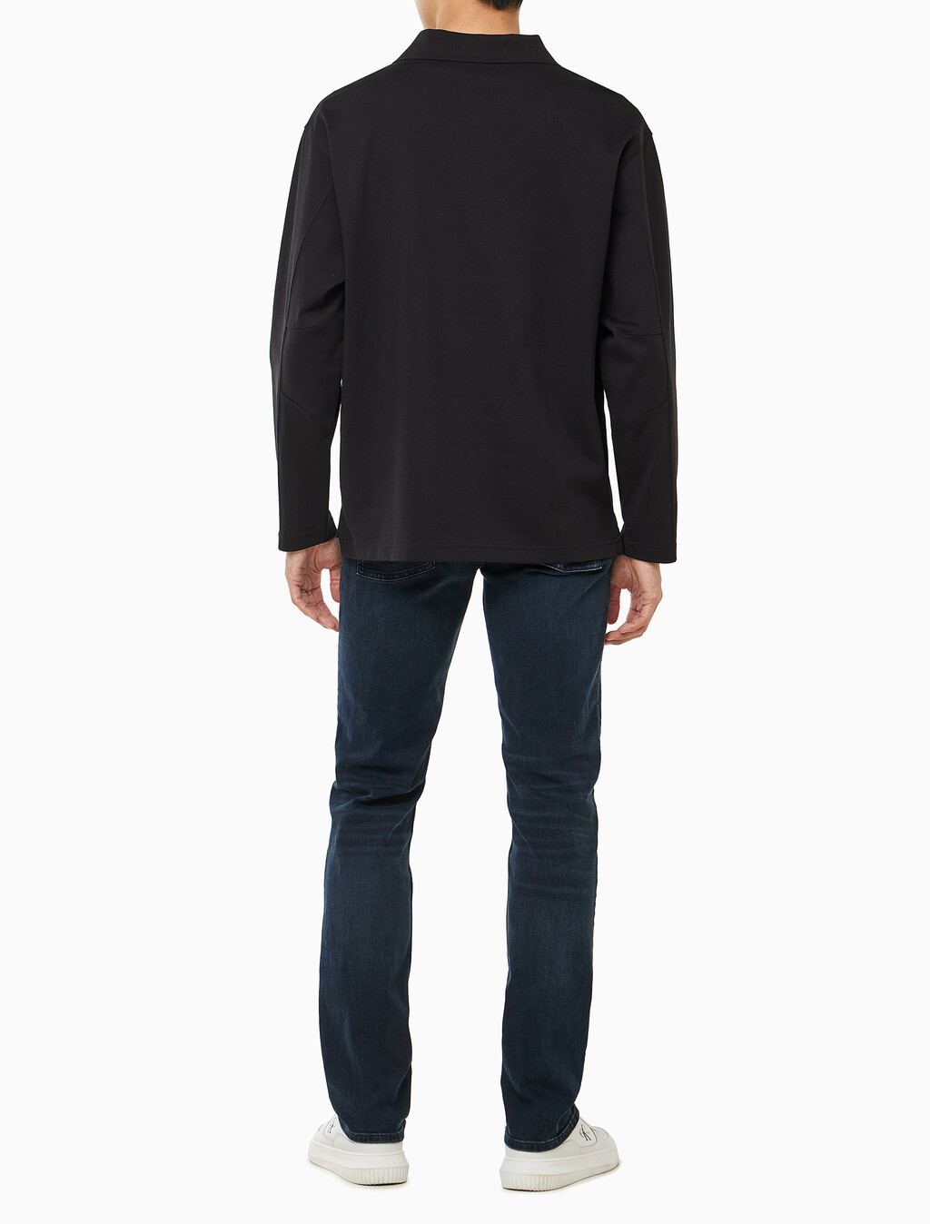 Buy 남성 릴렉스핏 헤비 저지 럭비 폴로 탑 in color CK BLACK