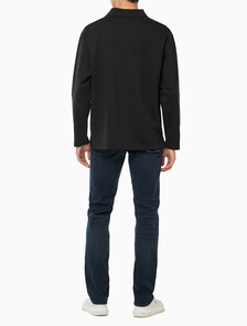 Buy 남성 릴렉스핏 헤비 저지 럭비 폴로 탑 in color CK BLACK