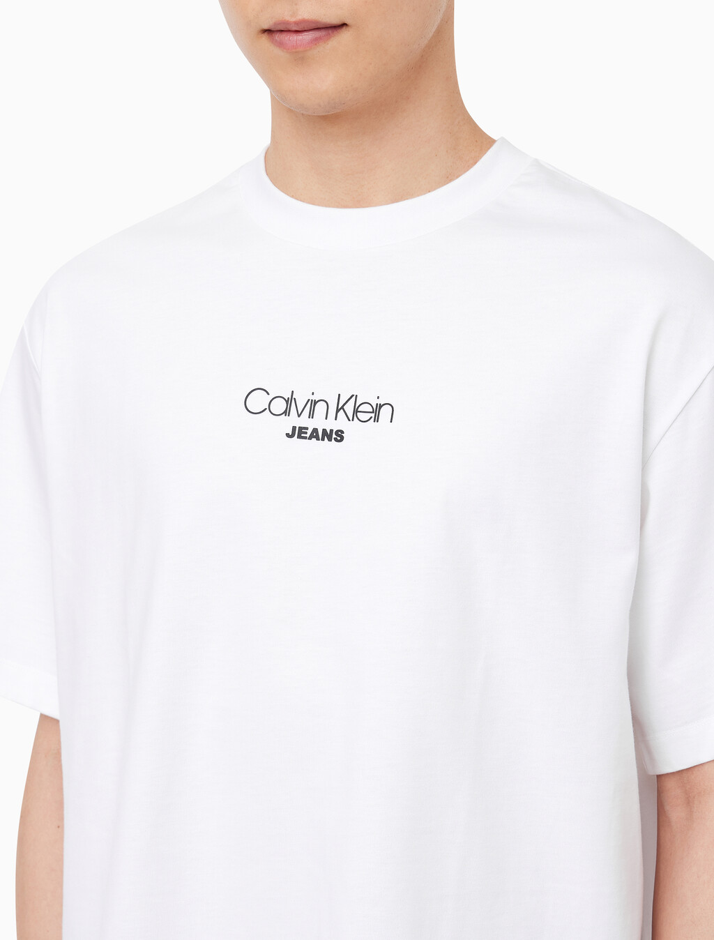Buy 남성 릴렉스핏 CKJ 그래픽 반팔 티셔츠 in color BRILLIANT WHITE