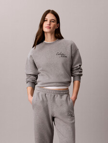 Buy 여성 텍스쳐드 크루넥 스웻셔츠 in color MEDIUM GREY HEATHER