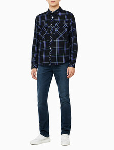 Buy 남성 플레이드 비스코스 이지 셔츠 in color BLACK