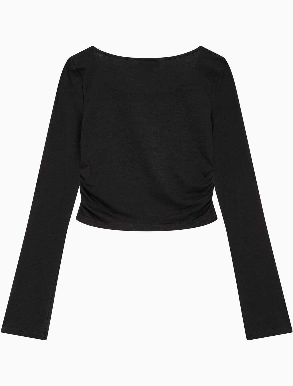 Buy 여성 텍스쳐 게더 베이비 롱슬리브 티 in color CK BLACK