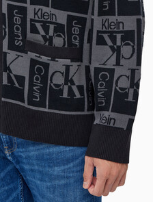 Buy 남성  릴렉스 핏 AOP 로고 스웨터 가디건 in color CK BLACK