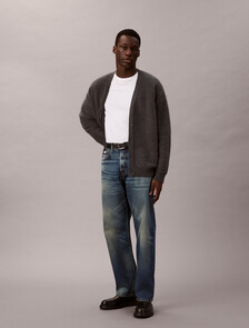 Buy 남성 브러시드 알파카 스웨터 가디건 in color Dark Blue