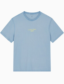Buy 남성 레귤러핏 그래픽 워시 반팔 티셔츠 in color BLUE