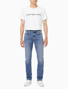 Buy 남성 바디핏 미드블루 이탈리안 데님 in color MID BLUE BACK EMBRO