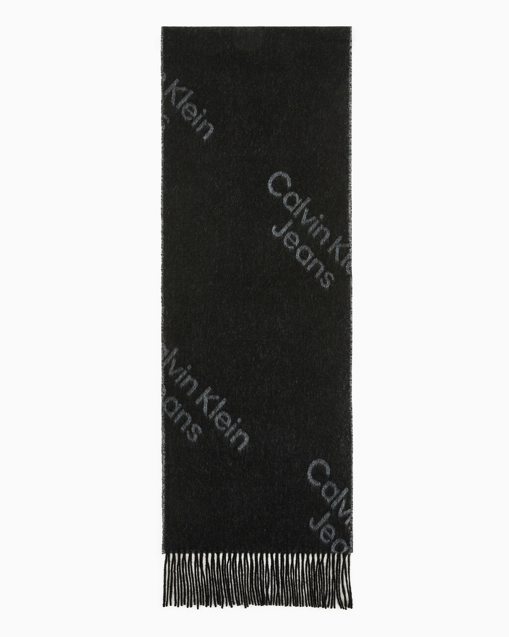 Buy 여성 CKJ AOP 로고 울 스카프 in color BLACK