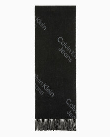 Buy 여성 CKJ AOP 로고 울 스카프 in color BLACK