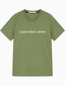 Buy 남성 레귤러핏 인스티튜셔널 로고 스트레치 반팔 티셔츠  in color KHAKI