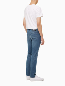 Buy 남성 슬립핏 블루그레이 스트레치 이탈리안 데님 in color GREY STEPPED RELEASE HEM