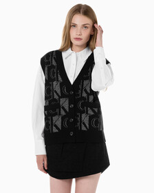 Buy 여성 프리미엄 라인 메탈릭 올오버프린트 베스트 in color CK BLACK